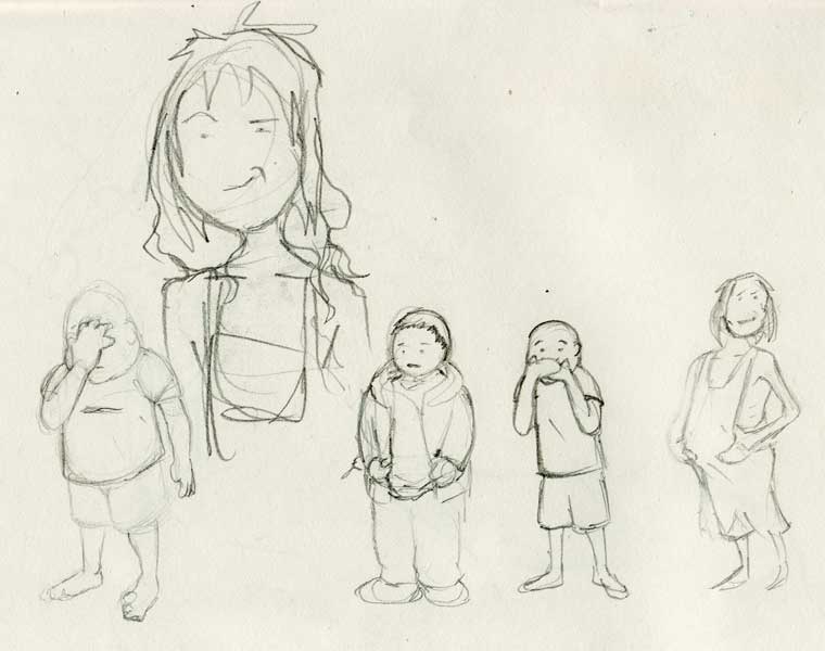 sketch:kids hanging out